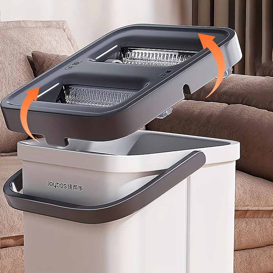 Joybos Flat Floor Mop and Bucket Set with Self-Cleaning System - Manual Squeeze Mop for Home and Office Use, ABS Material, Multisurface for Living Room, Bathroom, Kitchen, Glass Floors - No Electricity Needed