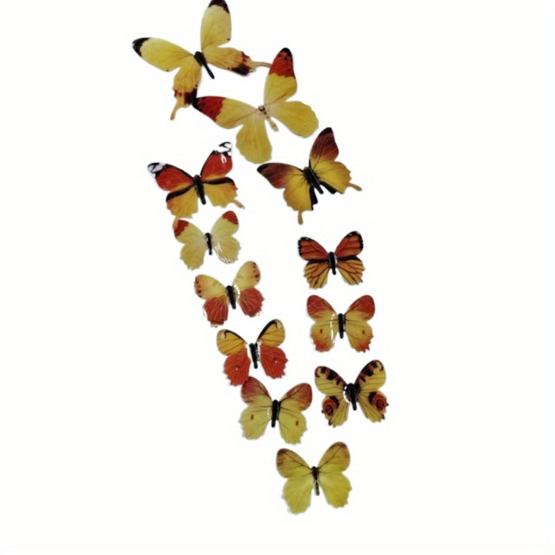 12pcs Luminous Butterfly Wall Decals, Contemporary Style 3D Glow in the Dark Stickers, Reusable High-Glossy Plastic Animal Theme Irregular Shape for Living Room Bedroom Home Decor, Butterfly Decorations