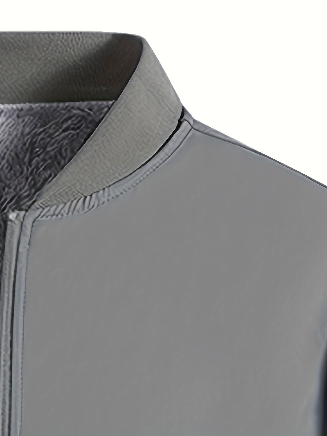 Men's Winter Insulated Full-Zip Jacket with Fleece Lining - Grey Casual Baseball Collar Coat, Zippered Pockets & Polyester Shell for Cold Weather, Outdoor & Everyday Use - Hand Washable (No Dry Clean)