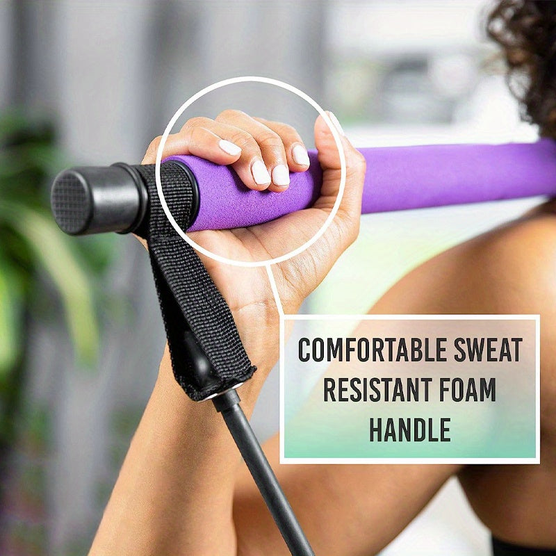 1pc Pilates Bar Kit With Resistance Bands, Stainless Steel Exercise Stick, For Women & Men, Home Gym Workouts Squat Yoga Pilates & Body Shaping