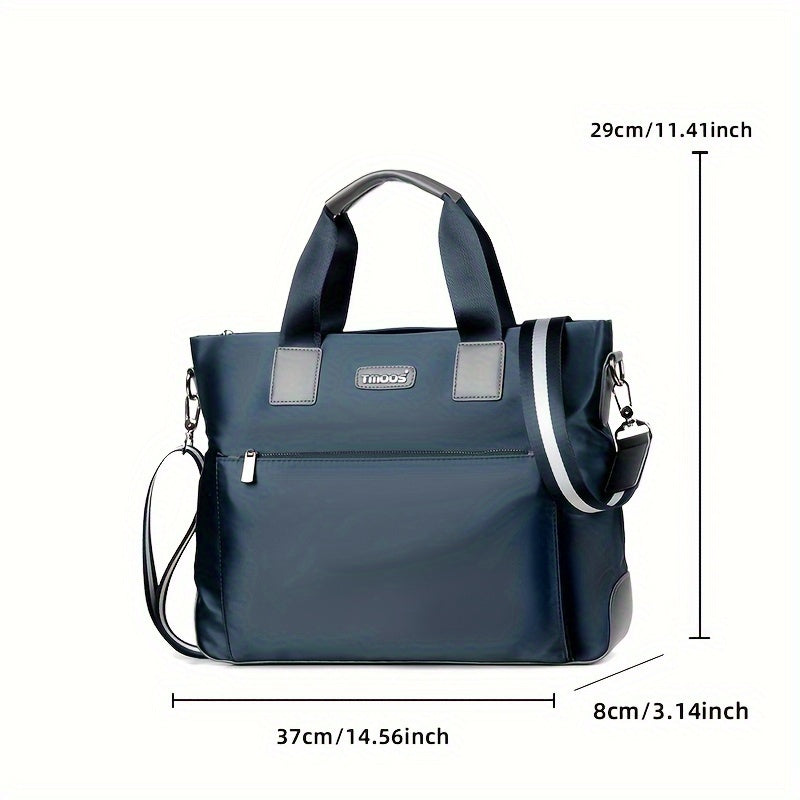 TMOOS Men'S Lightweight Oxford Business Casual Tote Bag - Large Capacity Multi-Compartment, Adjustable Shoulder Strap, Durable & Stylish for Work, Travel, and Everyday Use, Travel Tote Bag, Professional Appearance, Secure Zip