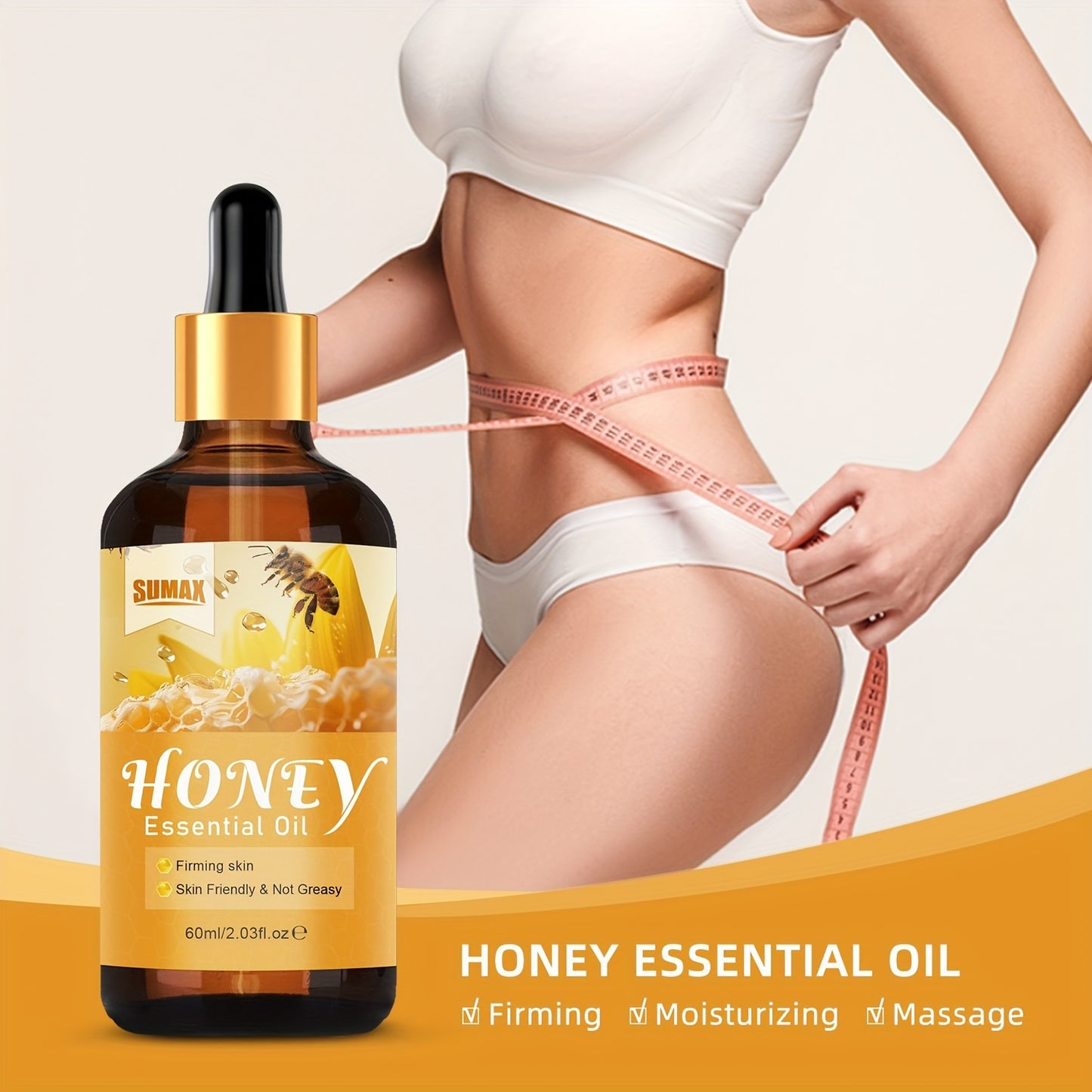 Bee Venom Firming Oil, 60ml - Hydrates & Smooths Waist, Buttocks & Thighs | Hypoallergenic, Fragrance-Free with Vitamin E & Glycerin for All Skin Types
