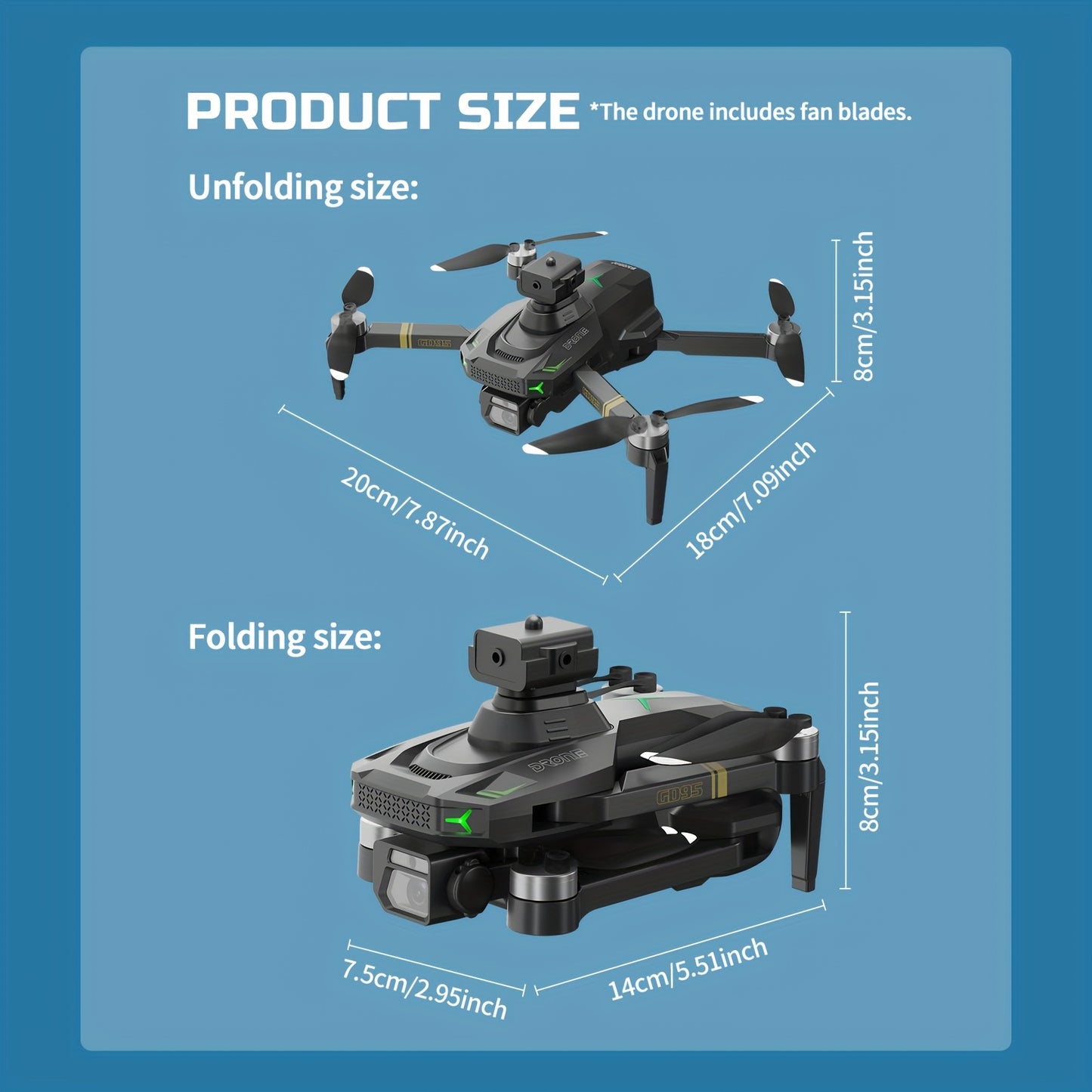 1pc Quadcopter Drone, GD95 Foldable Drone, Equipped with SD Dual Camera And Infrared Obstacle Avoidance Head, 2000mAh Capacity Battery, with Optical Flow Hovering Function, One-key Start, Suitable for Beginners