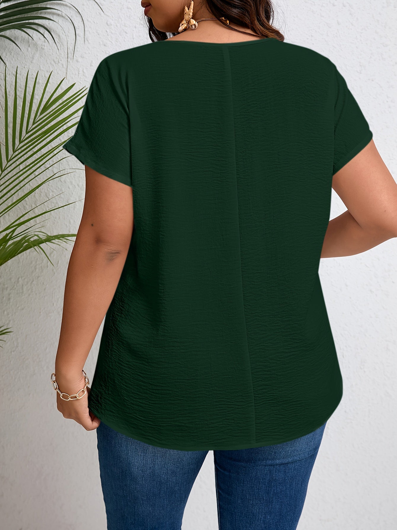 Women'S Plus Size Casual Top - Elegant Maroon Blouse with Contrast Lace Detail, Non-Stretch Fabric, Perfect for Spring/Summer/Fall, Plus Size Blouses