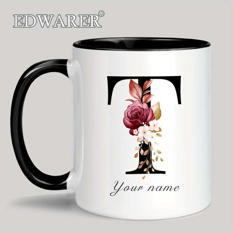 1pc A-Z Letter Custom Personalized Coffee Mug, Water Cup, Photo Text Ceramic Mug 11oz, Graduation Appreciation Thank You Holiday Birthday Gifts, Valentine's Day, Christmas, Birthday, Anniversary Mug Gift, Drinkware For Restau