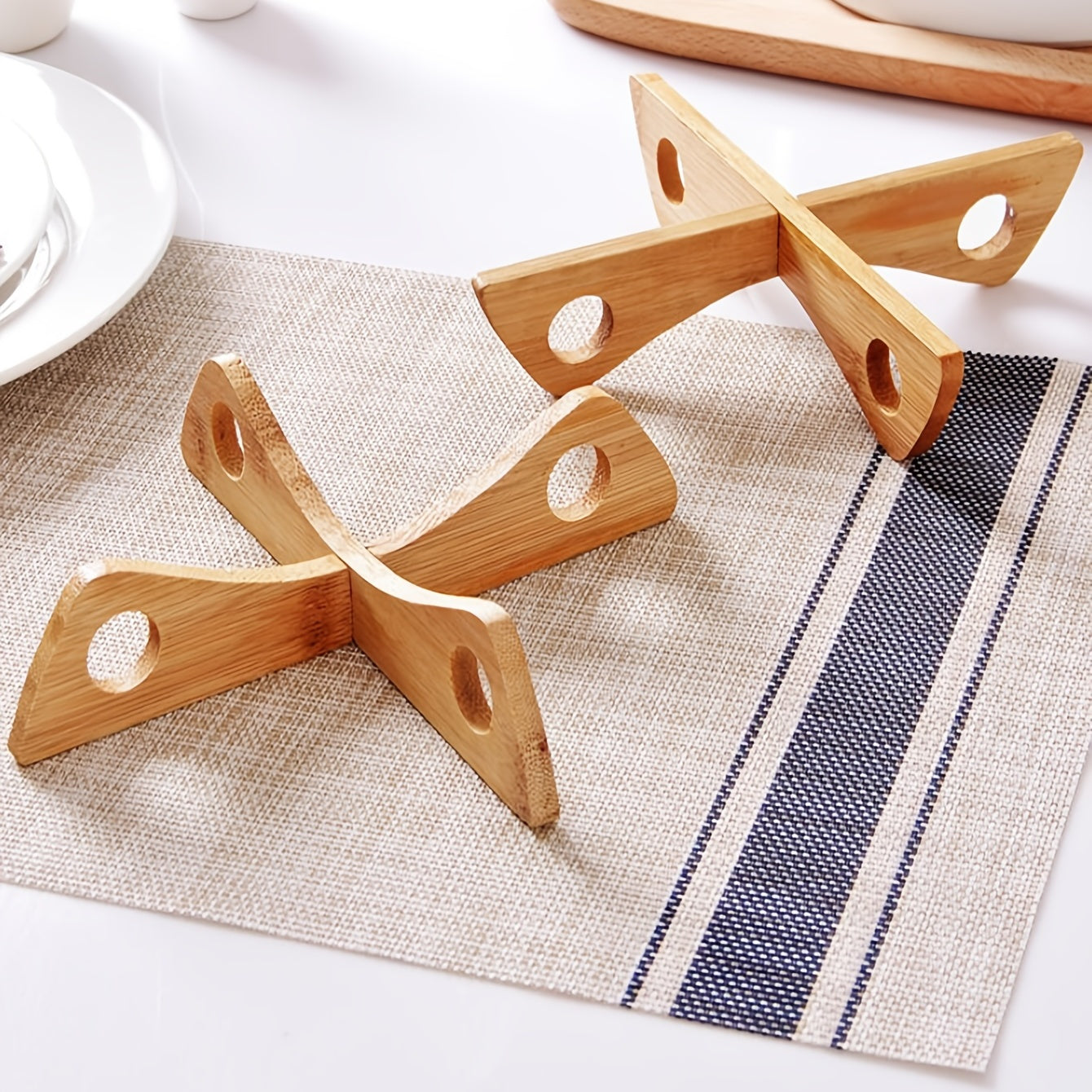 1pc Wood Trivets For Hot Dishes, Heat Resistant Wooden Pot Mat, Bowl Cup Coaster, Anti-scalding Placemat, Kitchen Table Decor