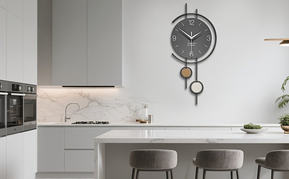 TOHOOYO Modern Minimalist Wall Clock - Silent Non-Ticking, Large Easy-to-Read Numbers, Battery-Powered (AA Not Included) - Elegant Home Decor for Living Room, Dining Room, Office - Contemporary Scandinavian Decor - Durable Ir