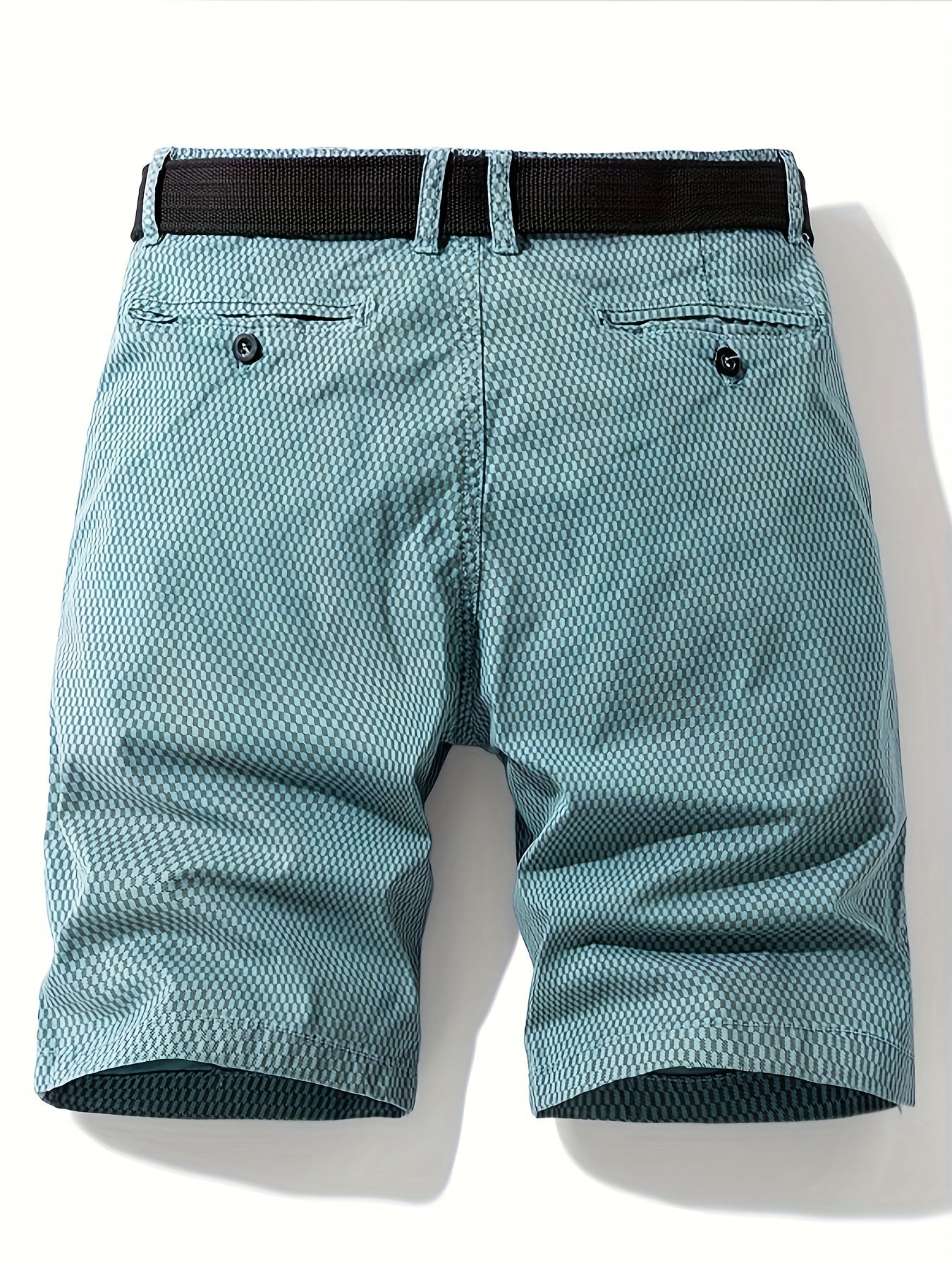 Men'S Casual Cargo Shorts with Striped Design, Elastic Waistband & Multiple Pockets - Beige/Black Regular Fit for Outdoor, Sports & Casual Attire (Belt Not Included), Outdoor Apparel, Functional Pockets, Nonelastic Fabric