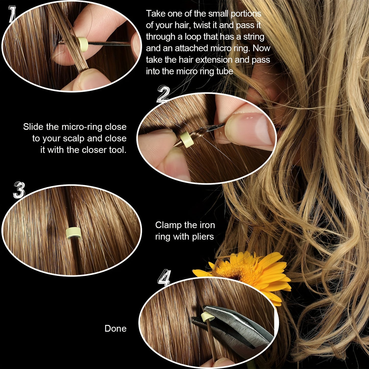 The cheapest hair extension kit on the whole network, equipped with 200 hair extension rings, 1 hair extension pliers, and 2 hair extension hooks