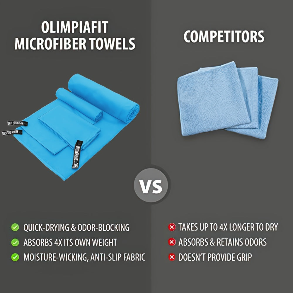 Quick-Dry Towel - 3 No. Lightweight Microfiber Travel Towel Set with Bag, 30x30cm, 40x60cm, 60x122cm - Quick Dry Towel for Camping, Beach, Gym, Backpacking, Golf, Sports Towel, Golf Towel