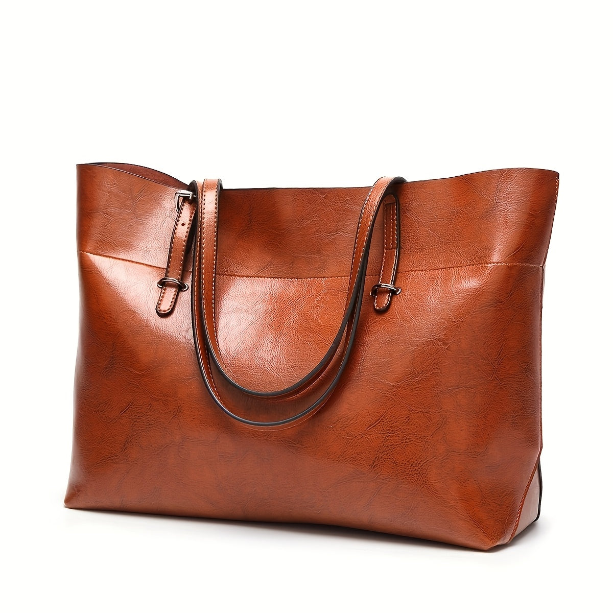 Women's Tote Bag with Adjustable Shoulder Strap - Elegant Brown, Zipper Closure, Wrist Strap - Spacious Work, Travel, Everyday Handbag - Durable Women's Purse, Versatile Carryall, Sophisticated Design, Highquality Finish, Fas