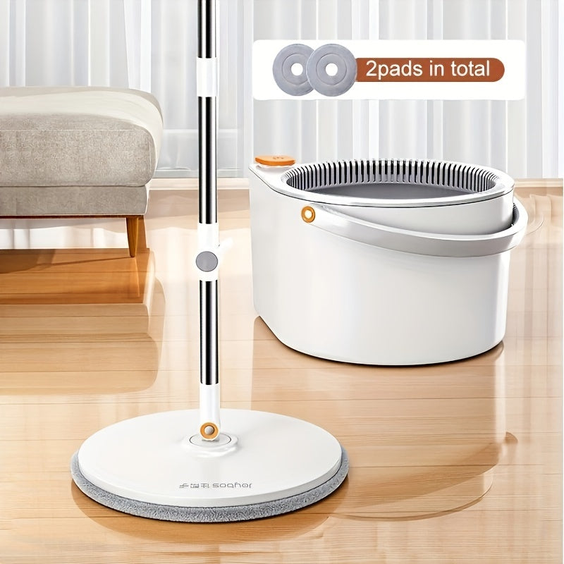 1 Set, Sewage Separation Hands-free Wash Mop And Bucket Set, With 2 Cloths, Household Rotating Floor Mop, Lazy Mop, Dust Removal Mop, Dry And Wet Use, Perfect For Home, Kitchen, Bathroom Floor, Cleaning Supplies, Cleaning Too