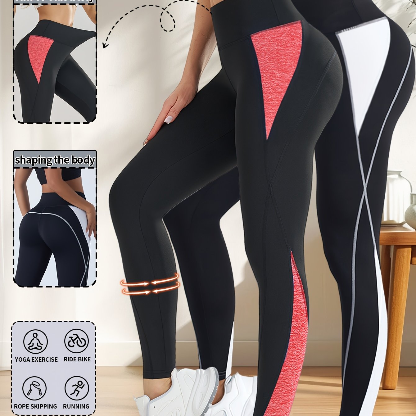 Hot: 2pcs New Women's Fashion Yoga Pants, Elastic Fitness Outdoor Leggings, Tummy Control Butt Lifting Tight Pants, Comfortable Breathable Sweat-Absorbing Shaping Long Pants