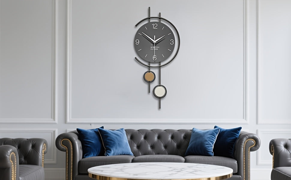TOHOOYO Modern Minimalist Wall Clock - Silent Non-Ticking, Large Easy-to-Read Numbers, Battery-Powered (AA Not Included) - Elegant Home Decor for Living Room, Dining Room, Office - Contemporary Scandinavian Decor - Durable Ir