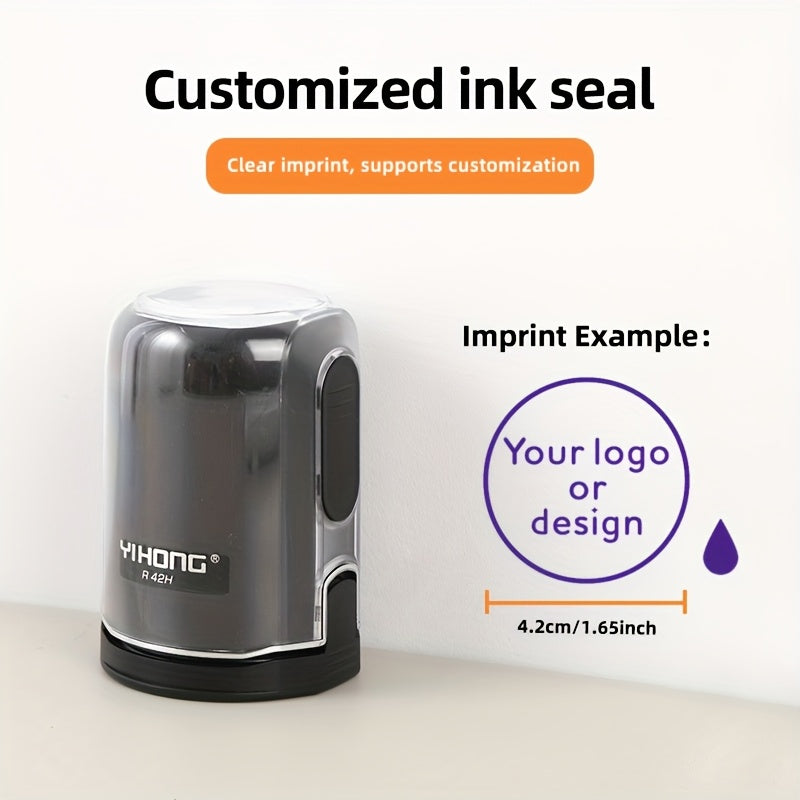 Customized Logo & Text Stamp - Personalized Anime Character Design, High-Quality Ink Seal for Business Badges and Office Use, Round Shape, Black Plastic Body, Perfect for Adding a Unique Touch to Documents, Business Badge Mak