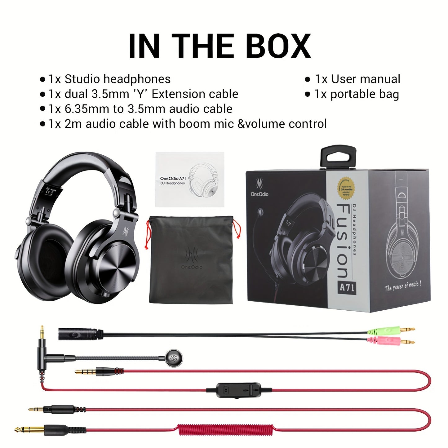 OneOdio A71m Professional Studio & Gaming Headset with Boom Mic - Over-Ear Wired Headphones, Hi-Res Audio, Noise Isolation, Compatible with PC, PS4, Xbox One, Skype, Zoom - Heavy-Duty Build, Detachable Cable, Compatible with