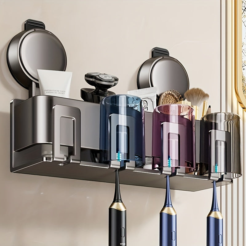 Bathroom Essentials Wall Mount Shower Caddy - No Drilling Required, Space-Saving Organizer for Toothbrushes, Dental Cup, Mouthwash, and Bathroom Accessories - Ideal for Home and Gift