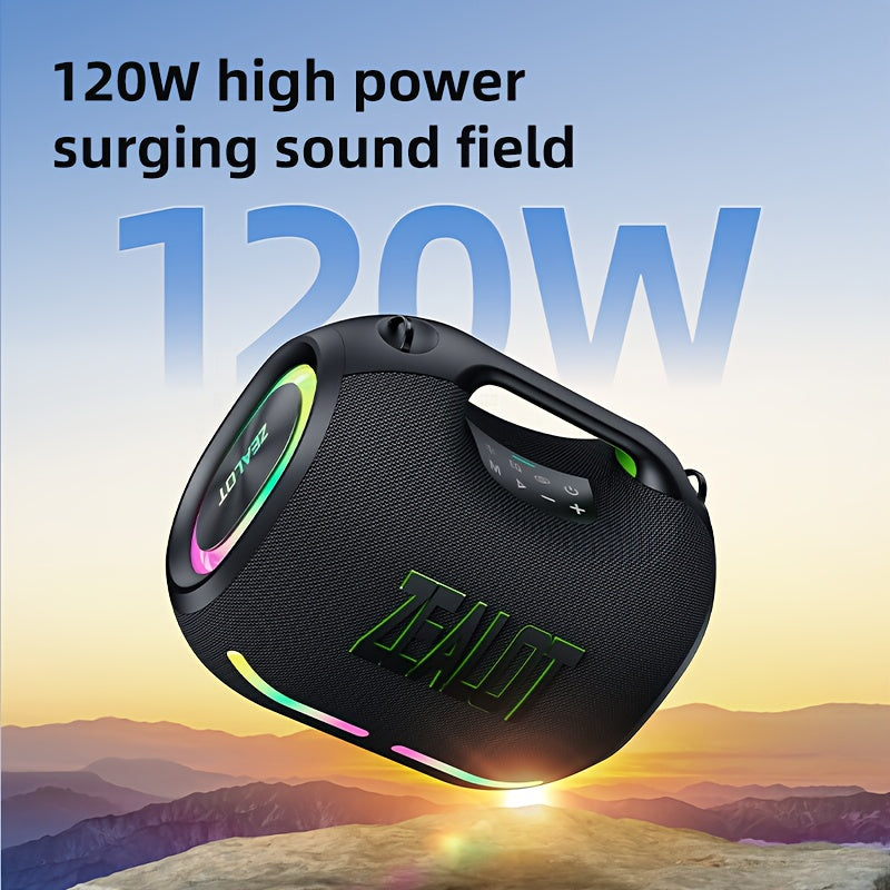 ZEALOT ZE01 120W High-power Wireless Speaker, Outdoor Portable, IPX5, And 4 Speakers, Built-in 24000mAh Battery, With RGB Color Lights, SD, USB, AUX, Internet Dual Pairing Function, Hands-free Calling, Supports Mobile Phones,