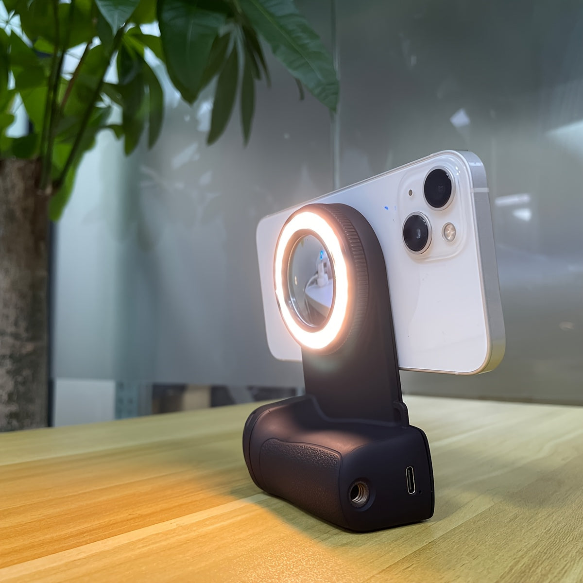 Suporte Magnético para Telemóvel com Luz LED Ajustável