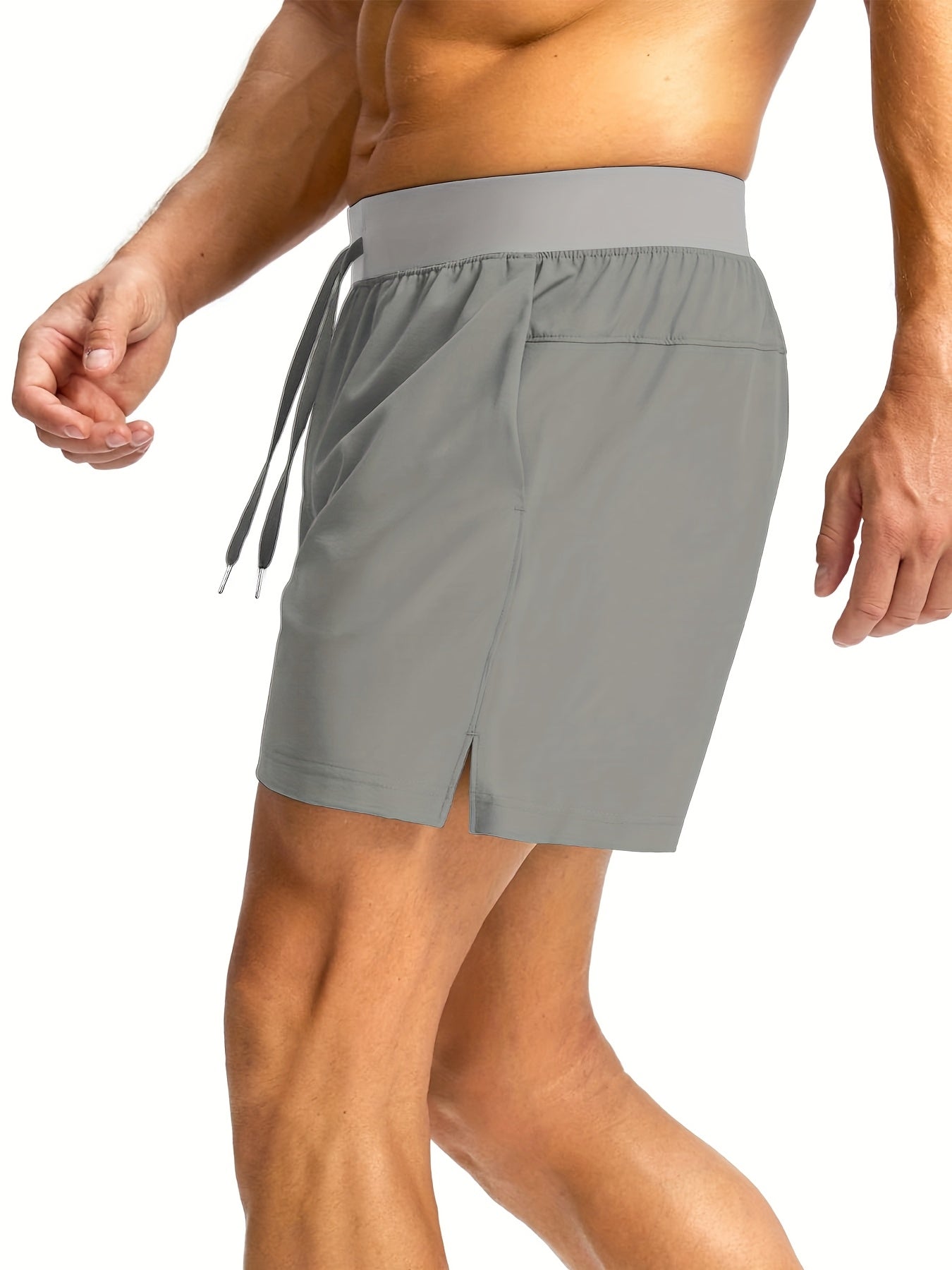 Men'S Light Gray Running Shorts with Zipper Pockets - Adjustable Drawstring, Quick-Dry Athletic & Casual Shorts for Gym, Training, Hiking, and Everyday Wear