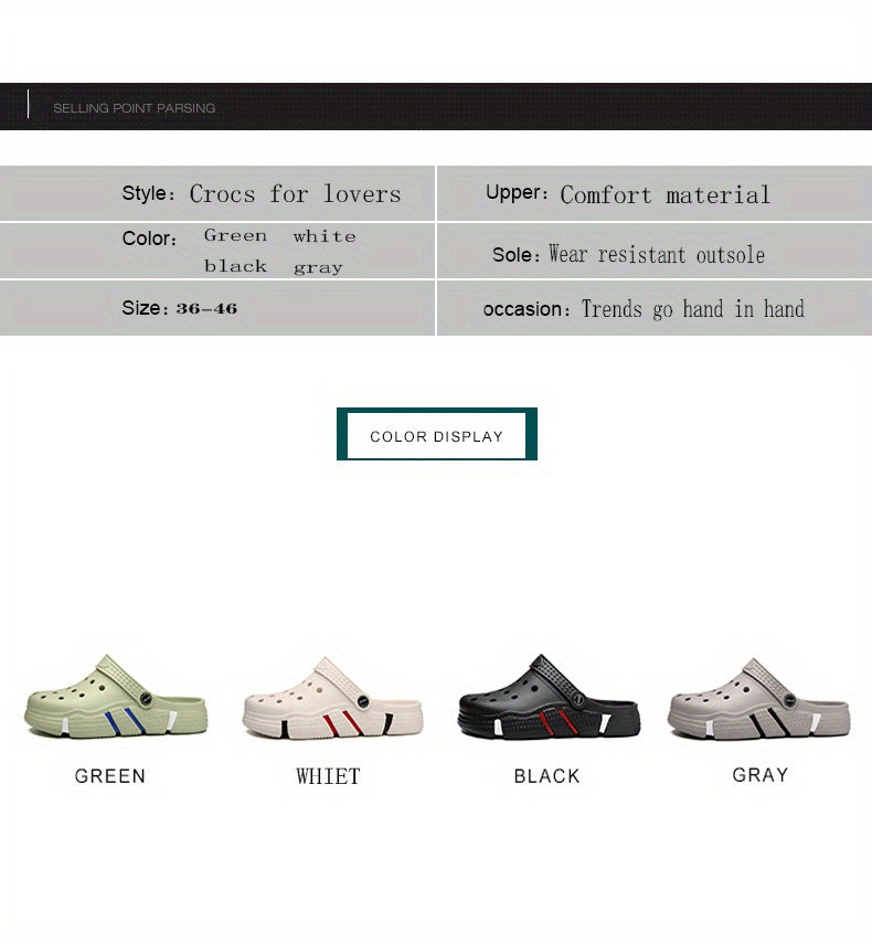 Unisex Clogs, Garden Shoes, Lightweight Non Slip Slides Slippers, Casual Hollow Out Beach Sandals, adult's footwear