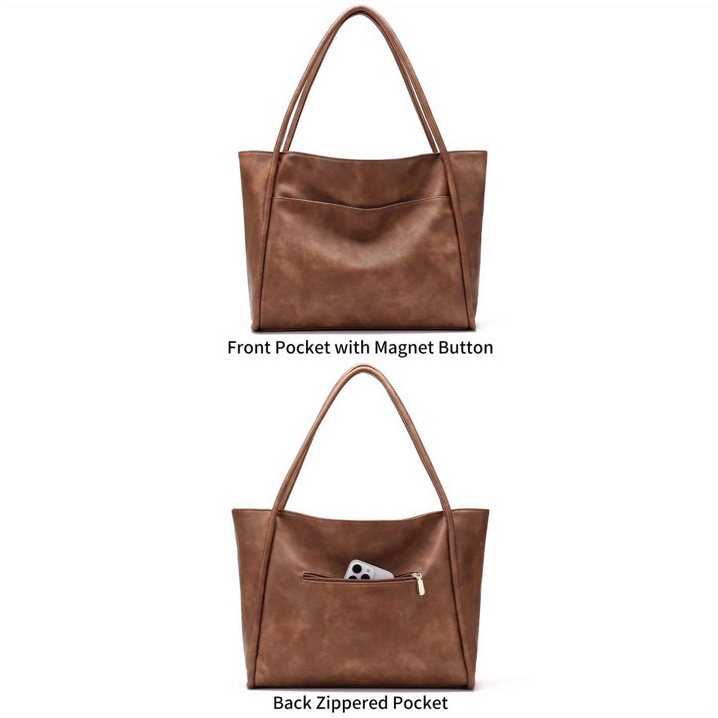 Vintage Light Brown Women's Tote Bag, Large Capacity Multi-Functional    for Daily Commute