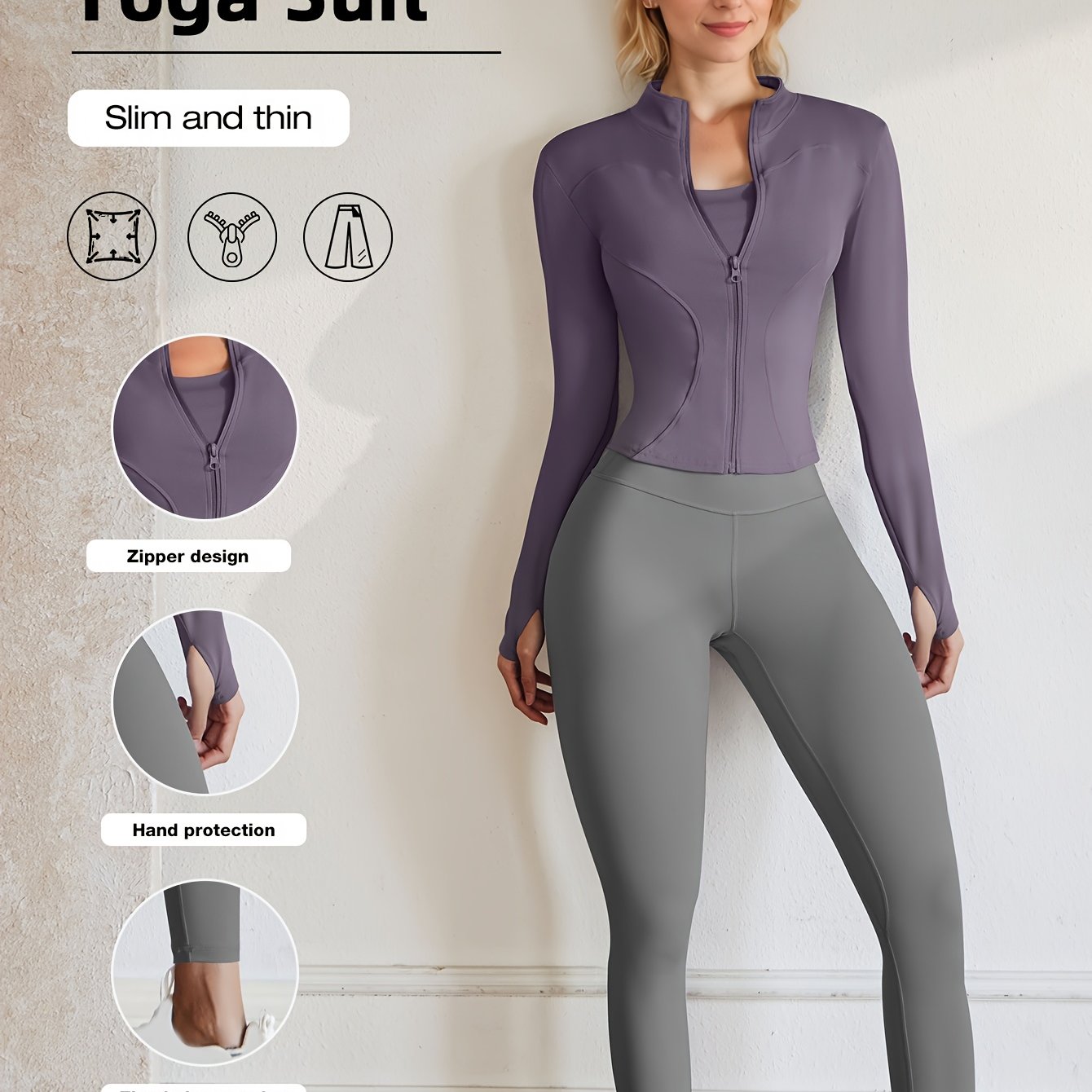 European Code Polyester Fabric Gym Running Clothes Long Sleeve Sports Jacket Cycling and Hiking Tightening Buttocks Pants Fitness Suit