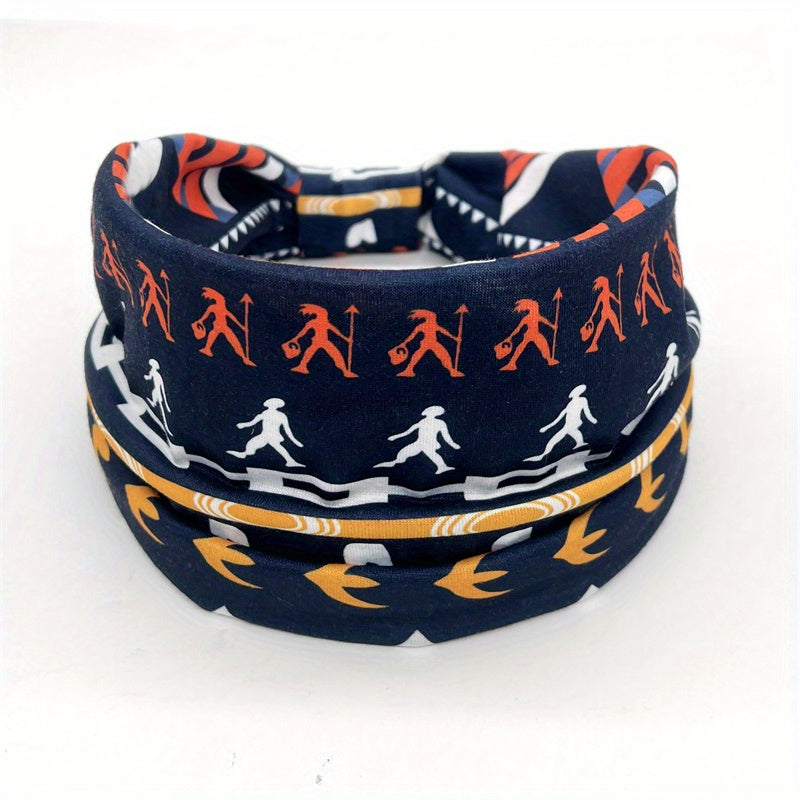 1pcs Stylish African Printed Boho Headband for Women - Stretchy Yoga Running Turban Hair Accessory