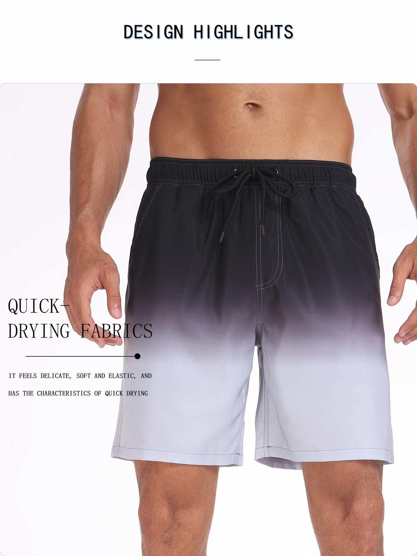 Men's Quick-Dry Beach Shorts with Tropical Palm Tree & Palm Leaf Print - Breathable Stretch Fabric for Summer, Outdoor, Hiking, Swimming - Machine Washable Casual Athletic Shorts, Outdoor Activewear, Summer Shorts
