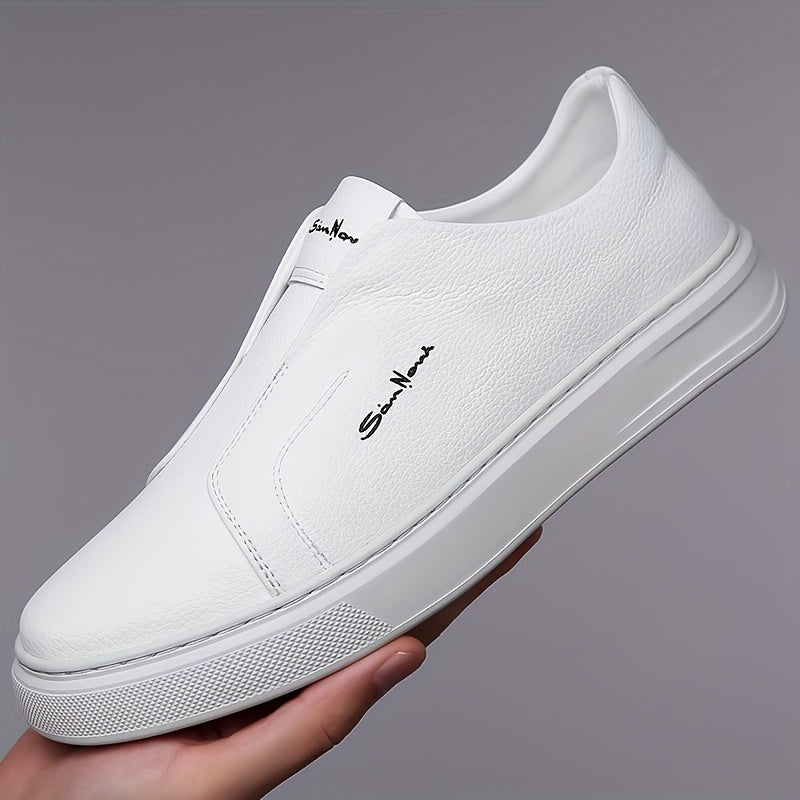 Men'S Navy Blue Slip-On Sneakers - Stylish Low Top Casual Shoes with White Sole, Comfortable Microfiber Upper, Perfect for Daily Outings and Outdoor Activities, All-Season Footwear, Casual Walking Shoes|Stylish Slipon Sneaker