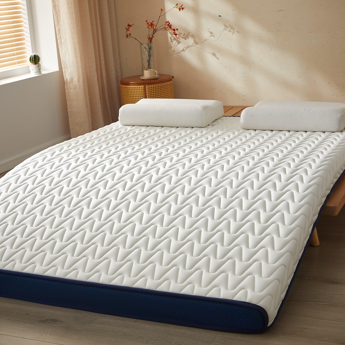 1pc 5cm Memory Foam Mattress Topper - High-Density Support, Slow Rebound Pressure Relief, Ultra-Soft Quilted Surface & Breathable Mesh Design, Foldable Portable Bed Pad, All-Season Comfortable Bedding for Bedroom, Dorm & Gues