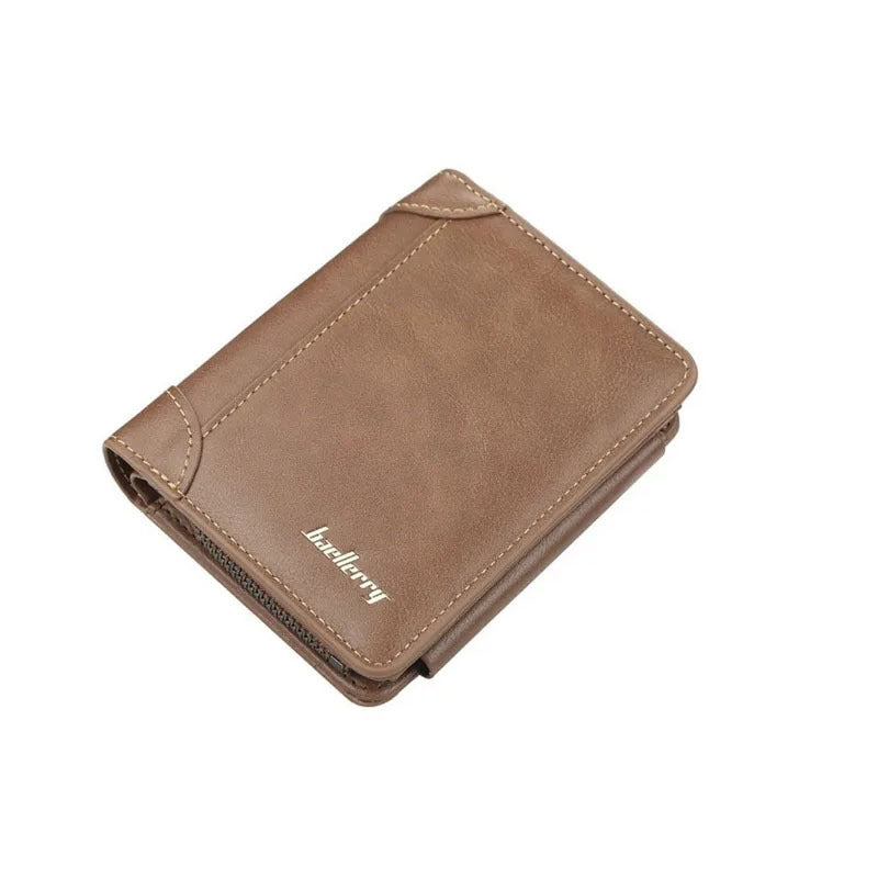 1pc Men's Short Multi-Card Slots Three-fold Zipper Coin Pocket Wallet Fashion Thin Card Bag Give Gifts To Men On Valentine's Day