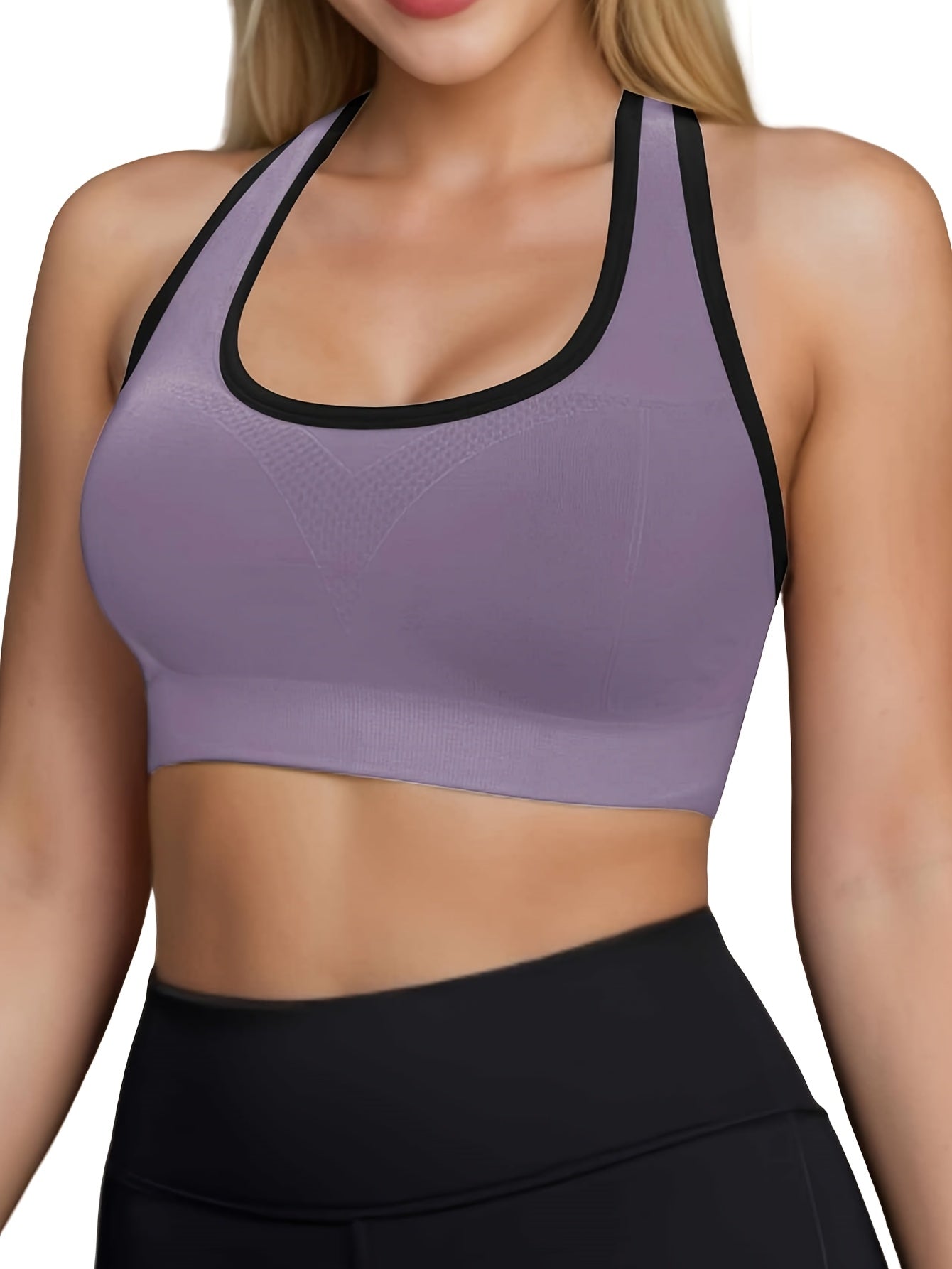 Women's High-Support Sports Bra with Removable Pads - Quick-Dry, Shockproof, Double-Layer Racerback Vest for Running & Fitness, Breathable Nylon-Elastane Blend, Non-See-Through, All-Season Activewear