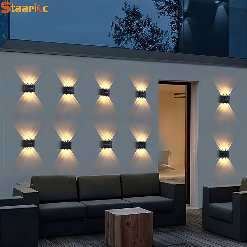 Staaricc 6/ 4/ 2pcs Solar Wall Light, Outdoor 6 LED Deck Lights, Wall Light, For Courtyard, Street, Fence, Garage, Garden Perfect Decoration