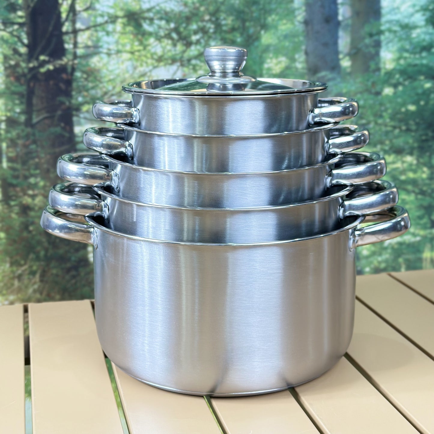 10pcs Stainless Steel Cookware Set, 3.5kg High-Quality, Deep Sided Pots with Lids, Dual Handles, Compatible with Electric Stoves, Ideal for Home and Restaurant Cooking, Suitable for Soup, Hot Pot, Pasta, Seafood Stew