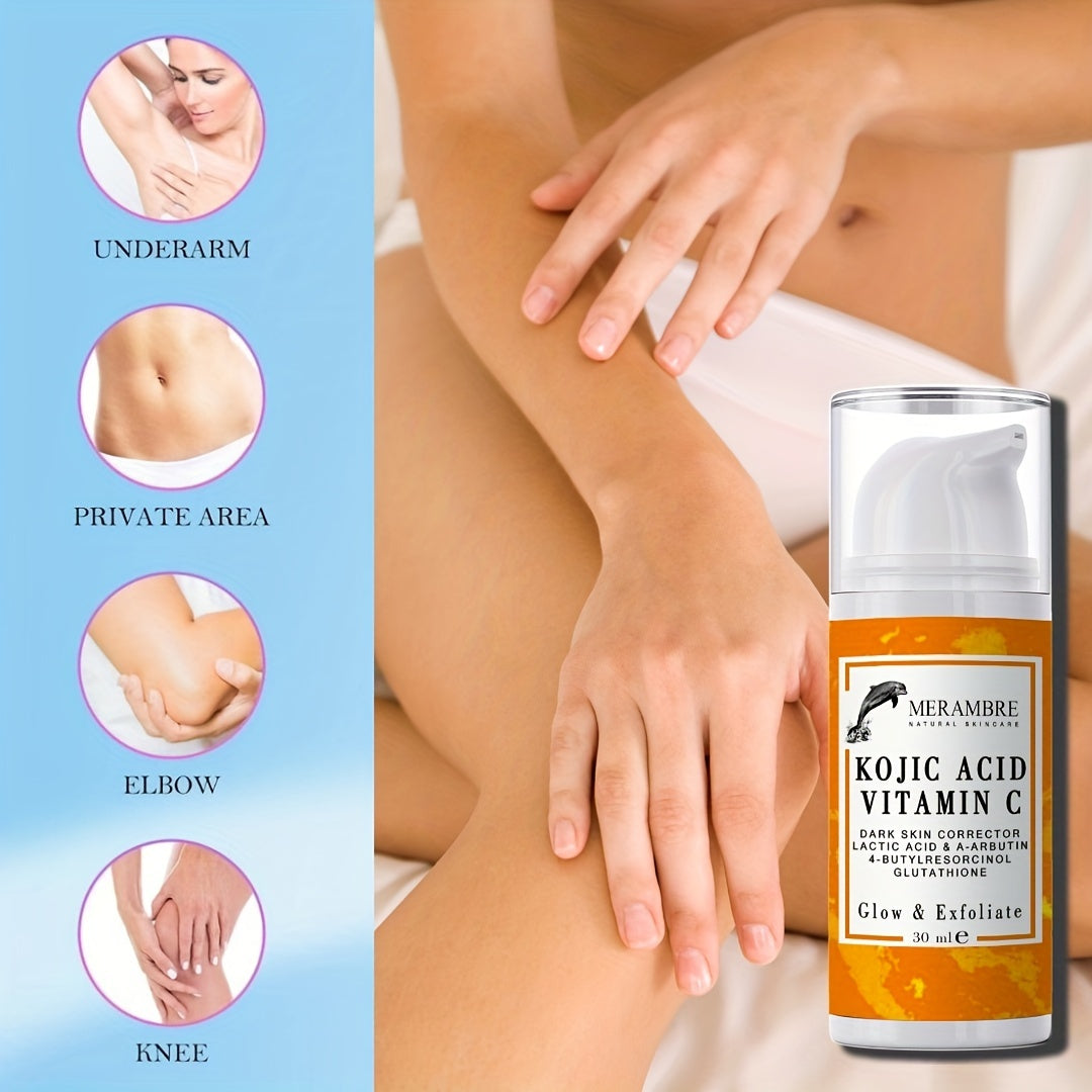 30ml Kojic Acid Serum Vitamin C Serum Dark Skin Glowing Even Skin Tone For Face And Body With Niacinamide Arbutin Glutathione 4-Butylresorcinol Exfoliator Glowing Renew Skin Looks Visibly Younger