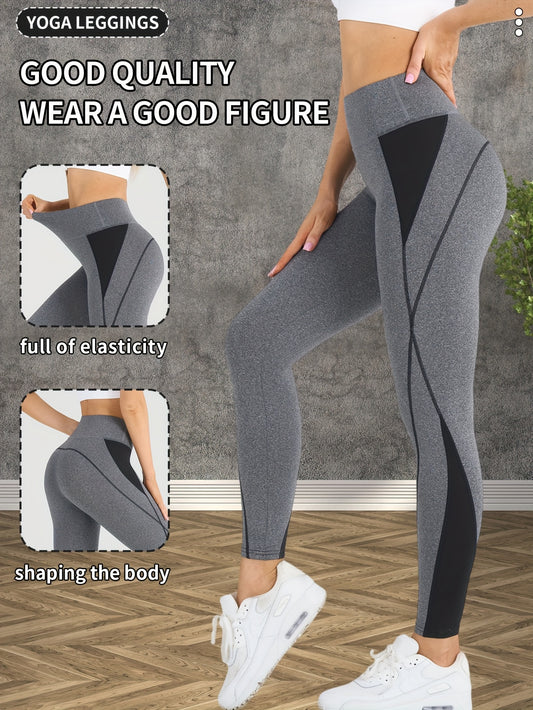 Women's High-Waisted Yoga Leggings - Butt-Lifting Tummy Control Workout Pants with Full Elasticity, Sweat Absorbent Breathable Fabric, Contrast Color Design for Gym Running Yoga & Casual Wear, Yoga Pants, Shapewear Included,