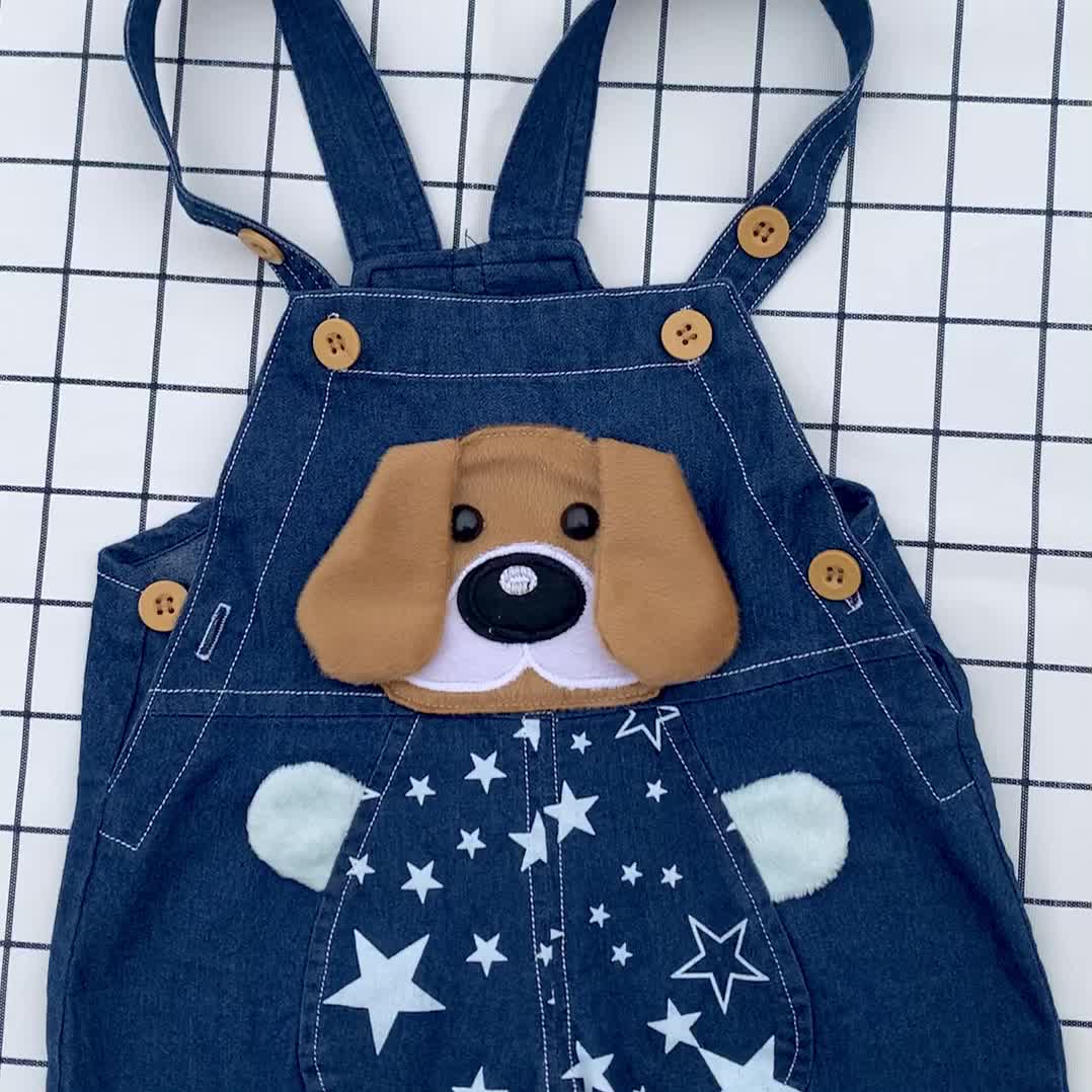 Baby Boys And Girls Cute Dog Pattern Overalls Shorts Clothes For Summer