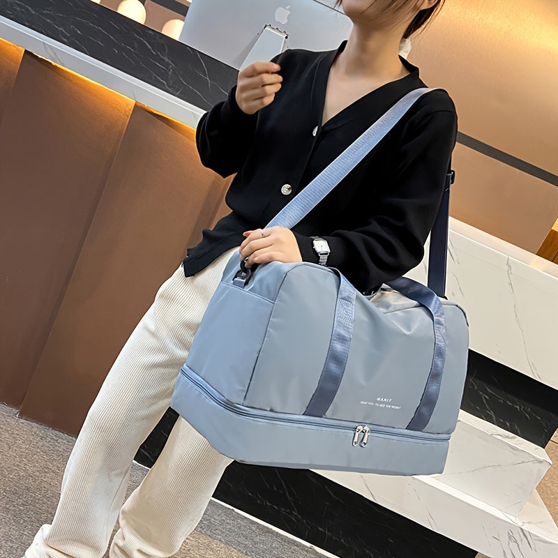 Large Capacity Expandable Gym & Travel Bag - Durable Nylon, Multi-Pocket Design with Zipper Closure, Ideal for Fitness, Overnight, and Weekend Trips, Gym Bag|Expandable Bag|Zippered Bag