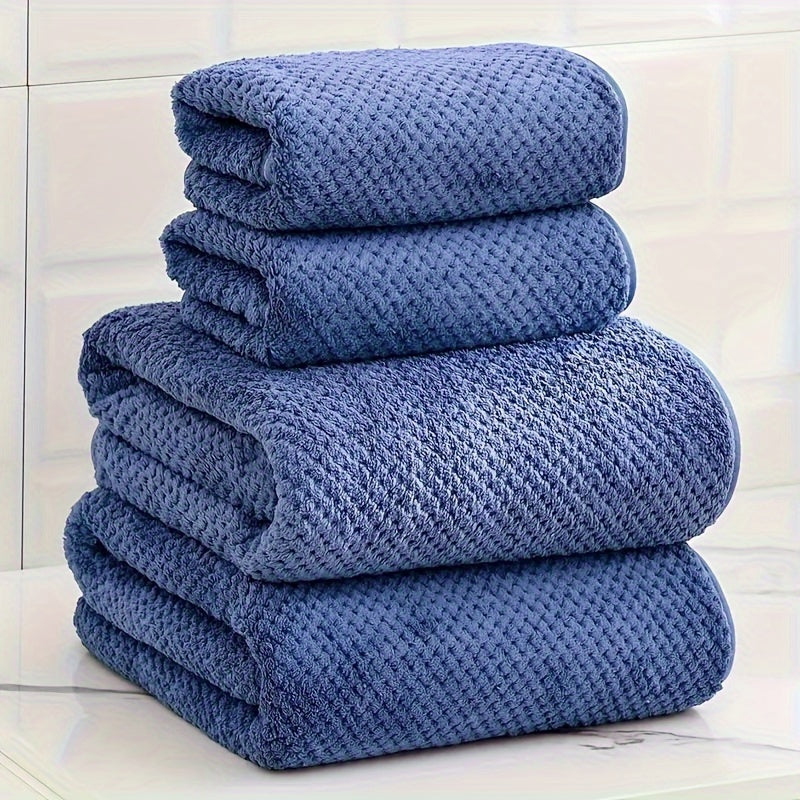 4pcs Luxury Pineapple Mesh Towel Set - Super Absorbent, Quick-Drying, Ultra-Soft, and Beige-Friendly Home Bath Towels - Ideal Bathroom Essentials with Fabric Weave,  Soft Texture, Ultrasoft Material, Skinfriendly Towel, Spa L