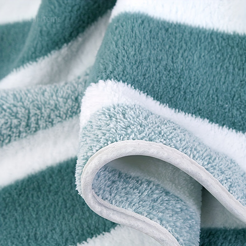 8pcs Striped Coral Velvet Towels Set, Household Hand Towels, Bath Towels, Soft Absorbent Quick-Drying Towels, Bathroom Accessories, Holiday Gifts (Bath Towel*2 + Hand Towel*2 + Washcloth*4)