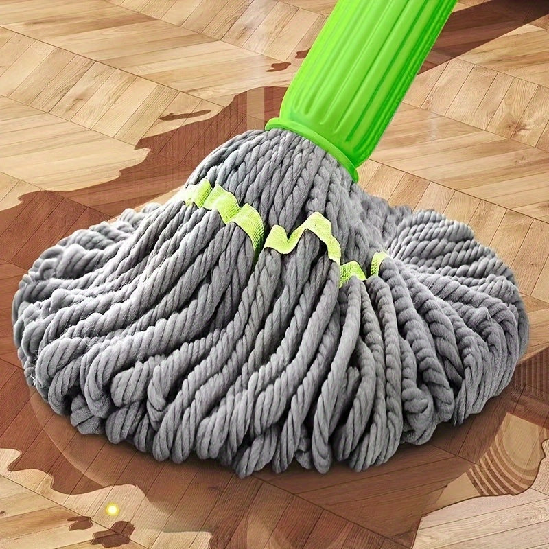 1pc Super Absorbent Rotary Mop with Green Handle - Ideal for Home, Kitchen, School, Office, Bathroom & RV Travel - 7pcs Set | Easy-to-Clean Microfiber Mop Head & Bucket