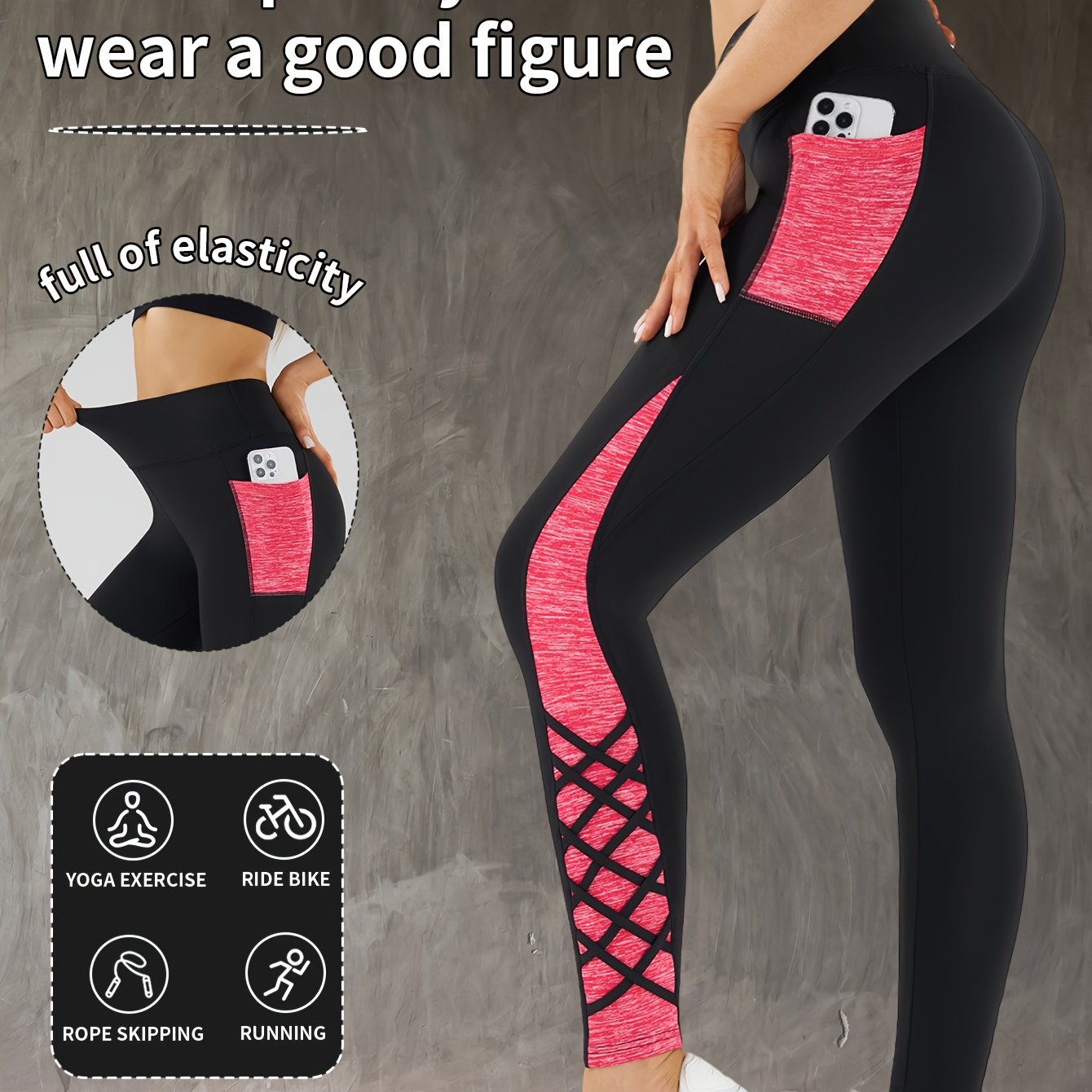 Women's High-Waisted Yoga Pants - Non-See-Through Tight Butt-Lifting Workout Leggings, Stretchy Yoga Pants with Side Compression for Gym, Running, Pilates - All-Season Fitness & Casual Athletic Pants, Gym Apparel, Colorblock