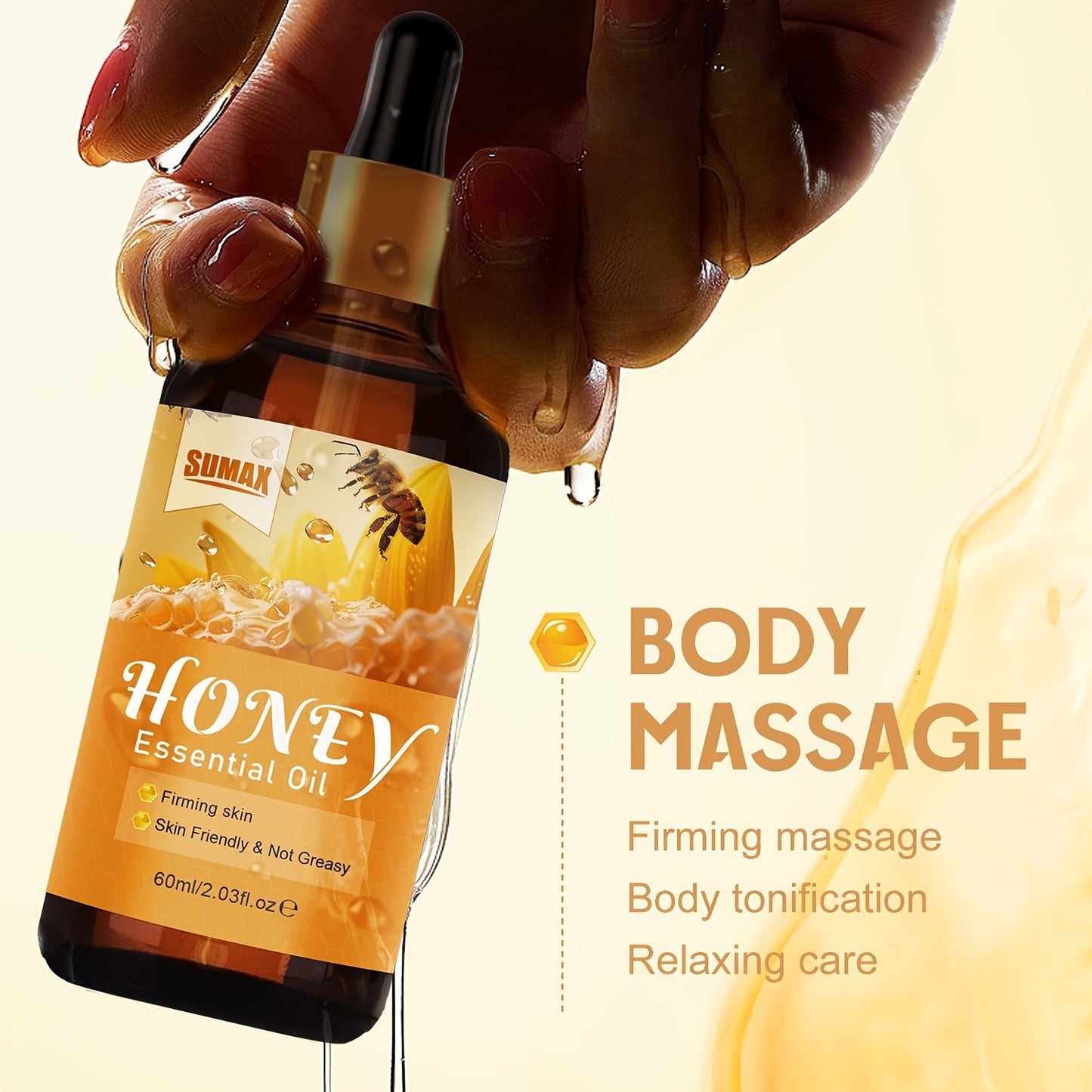Bee Venom Firming Oil, 60ml - Hydrates & Smooths Waist, Buttocks & Thighs | Hypoallergenic, Fragrance-Free with Vitamin E & Glycerin for All Skin Types