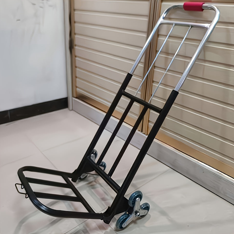 1pc Heavy-Duty Folding Hand Truck with Stair-Climbing Wheels, Compact Folding Cart, Heavy Load Capacity, for Home, Warehouse, Grocery Shopping, Moving - Space-Saving Design