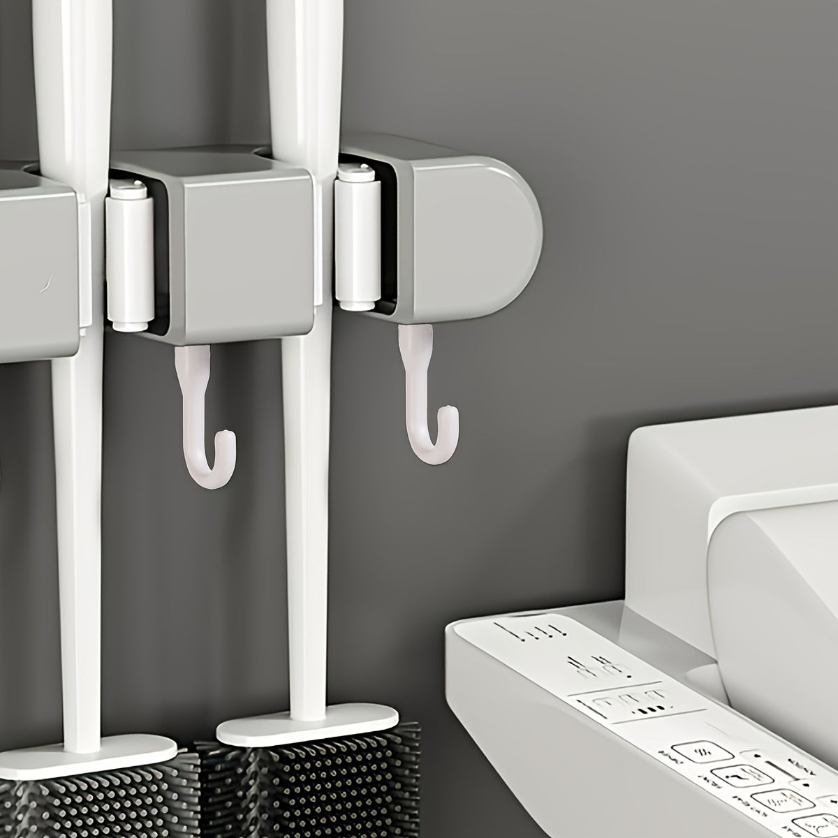 1pc, Multi-functional Mop Holder, Punch-free Wall-mounted Hooks, Mop Clip, Mop Rack, Broom Clip, Garden Tool Organizer, Towel Rack, Non-slip, Useful Tools, Cleaning Tools, Cleaning Supplies, Household Gadgets