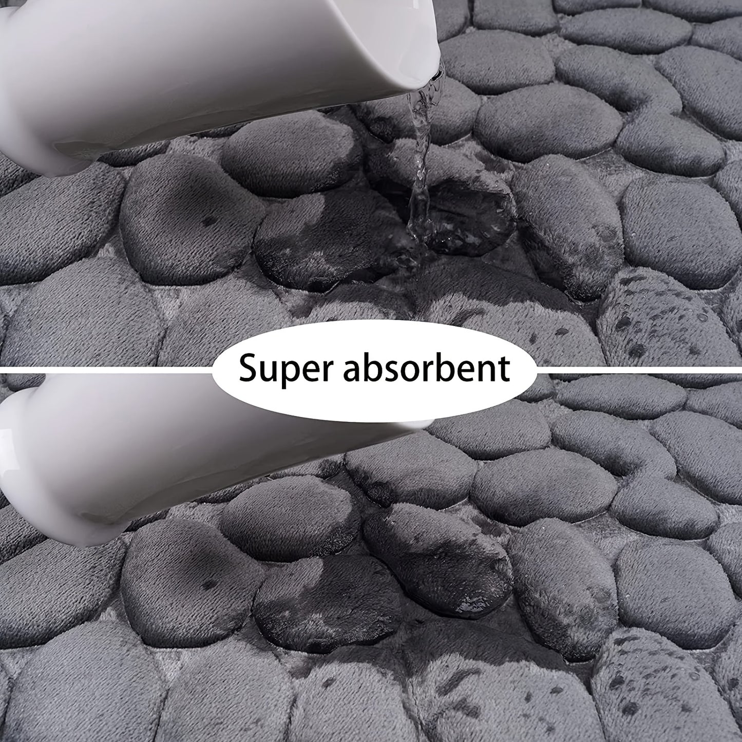 1pc Soft and Comfortable Memory Foam Bath Rug with Cobblestone Embossment - Rapid Water Absorbent and Washable - Non-Slip - Perfect for Shower Room and Bathroom Accessories, Bathroom decorations, kitchen Area Rugs, bedrooom,