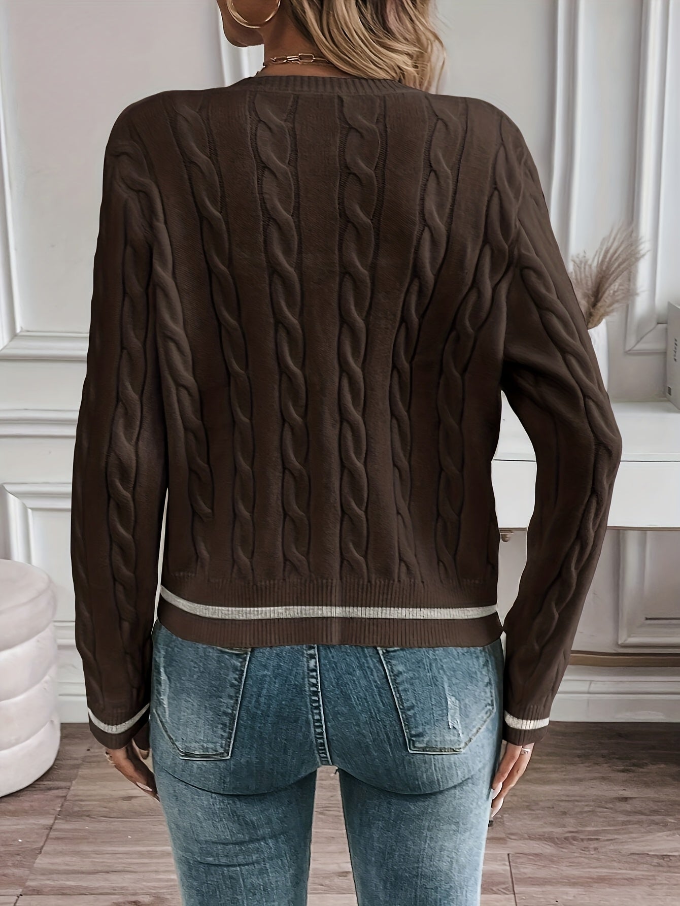 Women's Elegant Solid Color Long Sleeve Cardigan - Open Front Button Placket, Machine Washable Non-Stretch Sweater for Spring Summer Fall, Casual to Semi-Formal Wear, Ladies Sweaters, Seasonal Layering Piece, Buttoned Knitwea