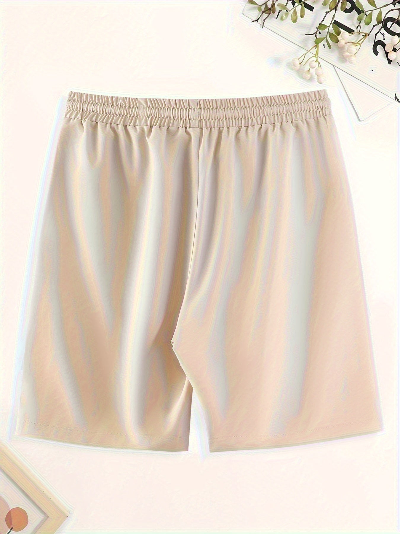 3pcs Men'S Plus Size Casual Shorts Set - White with Black Spider Web Print, Drawstring Waist, Non-Stretch Fabric, Perfect for Beach or Sports, Beach Shorts | Sporty Style | Woven Texture