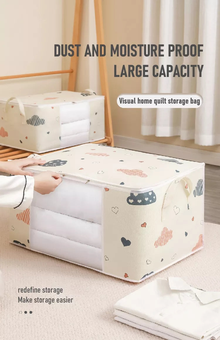 Large Capacity Clothes Storage Bag Organizer With Reinforced Handle, Suitable For Blankets, Bedding, Foldable With Sturdy Zipper, Clear Window Christmas, Halloween, Thanksgiving Gift Easter Gift